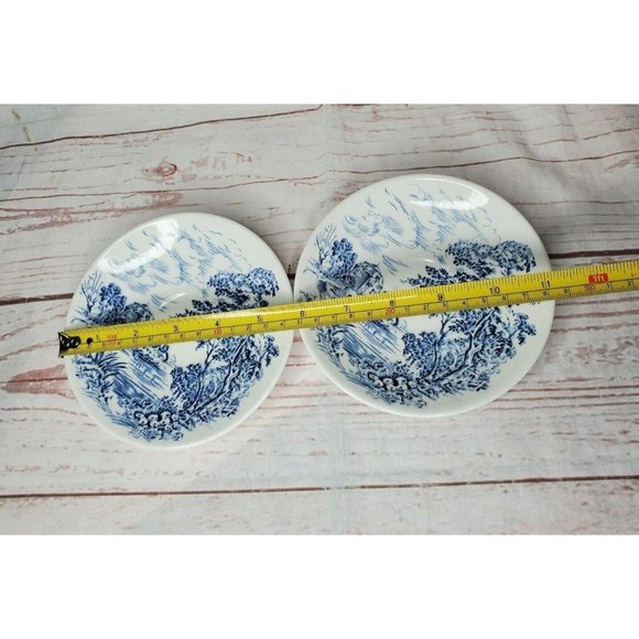 Lot Of 2 Countryside Wedgwood And Co. Made In England Teacup Blue White Saucers - Picture 8 of 11